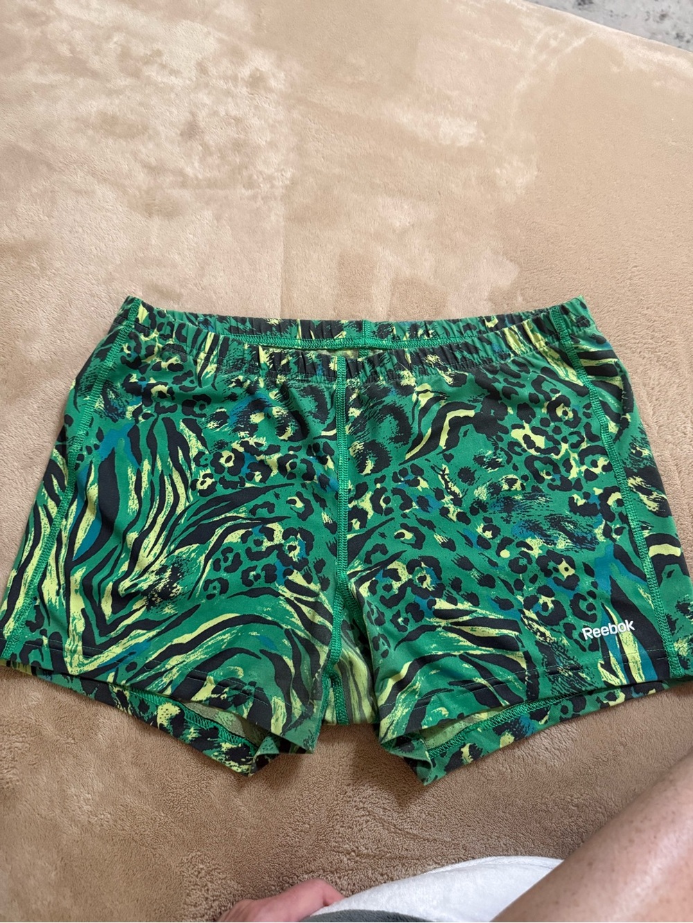 Reebok Green Animal-Print Women's Athletic Shorts